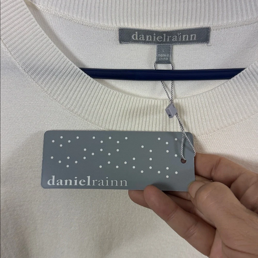 NWT Daniel Rainn Floral Puff Sleeve Mixed Media Sweater size large - Picture 5 of 7